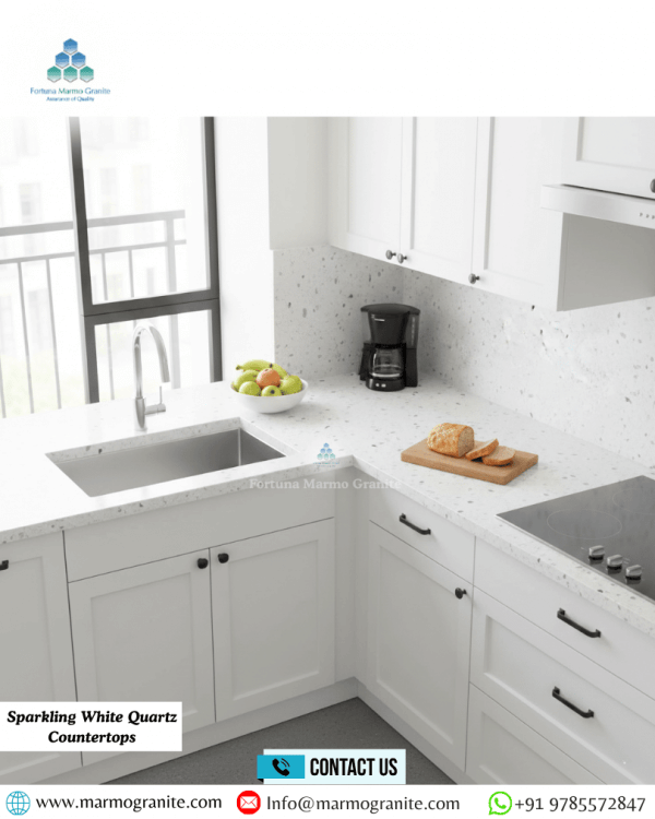 Sparkling White Quartz Countertops