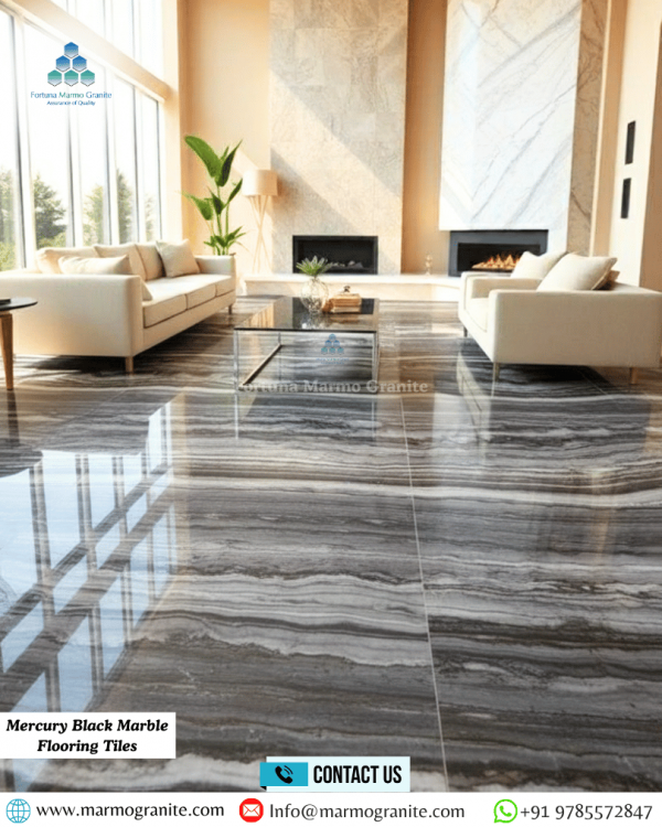 Mercury Black Marble Flooring Tiles