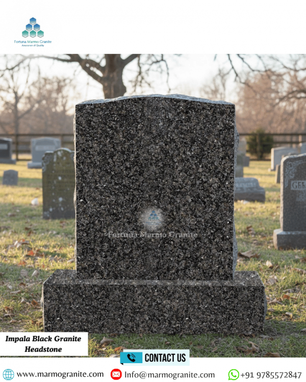 Impala Black Granite Headstone