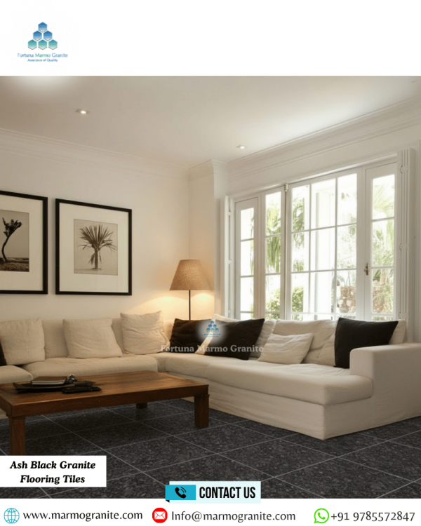 Ash Black Granite Flooring Tiles