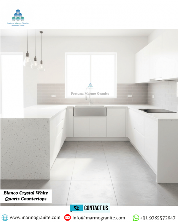 Bianco Crystal White Quartz Countertops