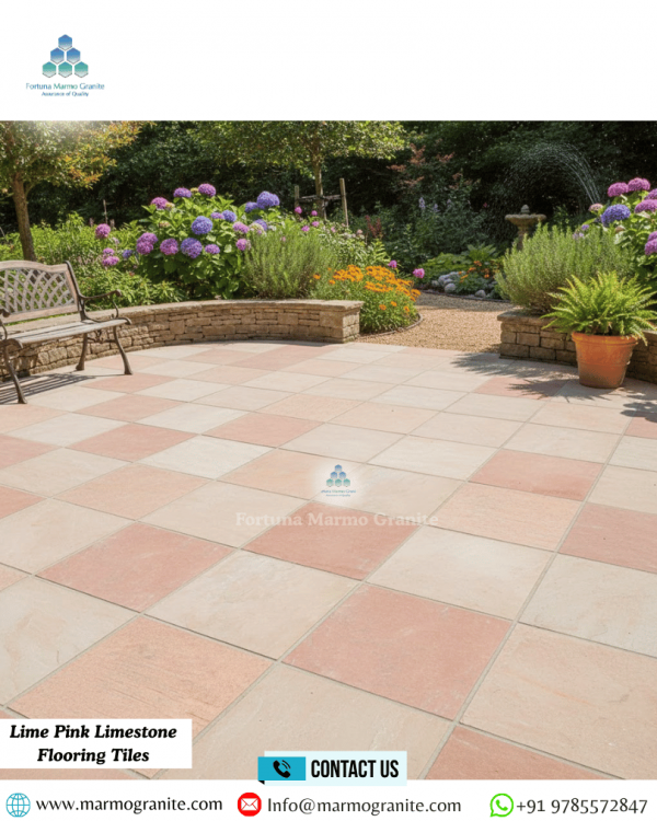 Lime Pink Limestone Flooring Tiles