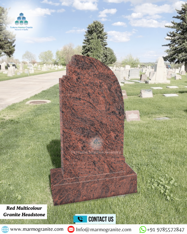 Red Multicolour Granite Headstone