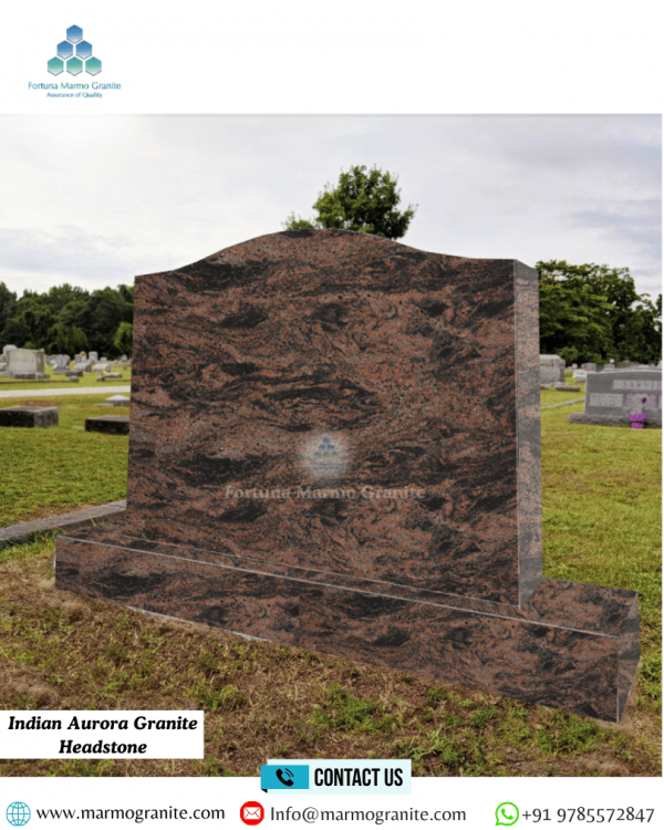 Indian Aurora Granite Headstone