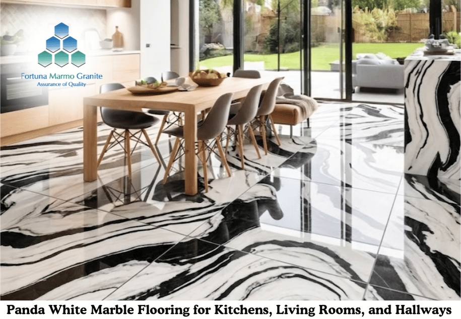 Panda White Marble Flooring for Kitchens, Living Rooms, and Hallways