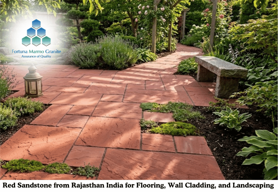 Red Sandstone from Rajasthan India for Flooring, Wall Cladding, and Landscaping