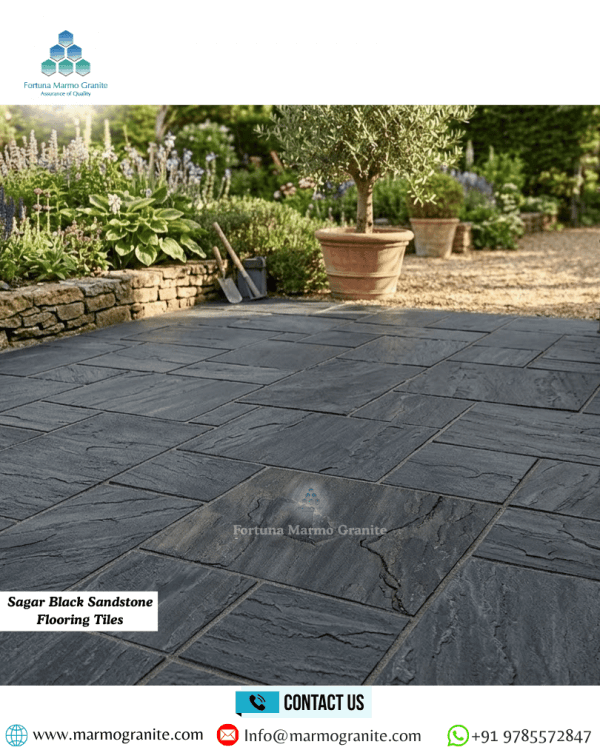 Sagar Black Sandstone Flooring Tiles