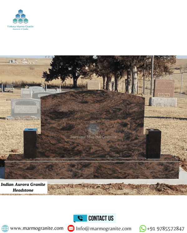 Indian Aurora Granite Headstone