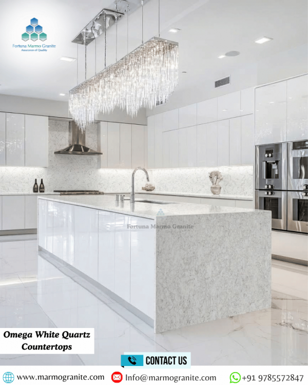 Omega White Quartz Countertops