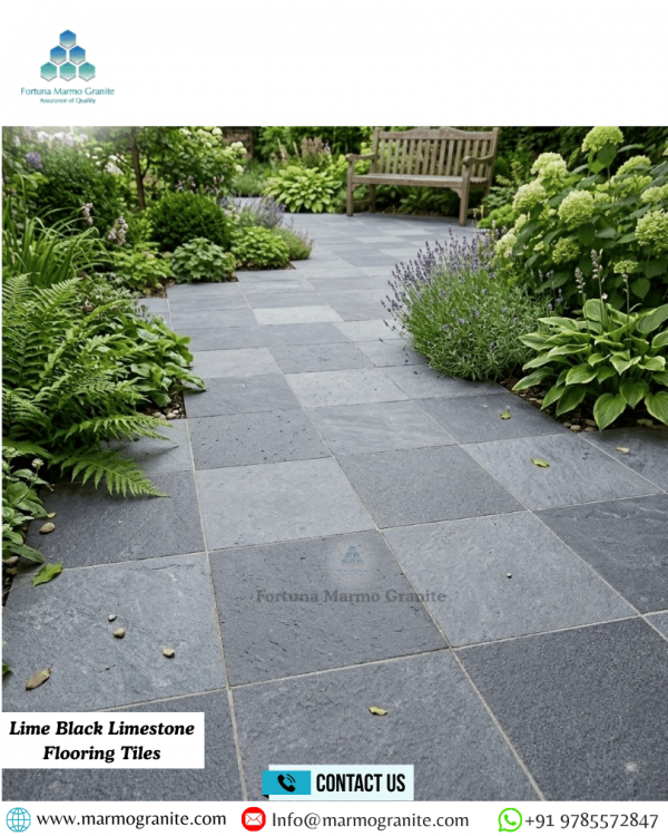 Lime Black Limestone Flooring Tiles