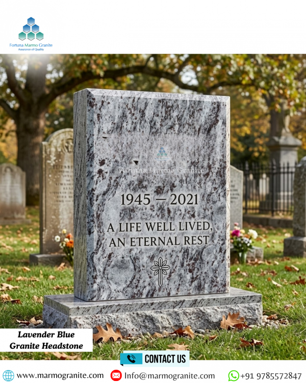 Lavender Blue Granite Headstone