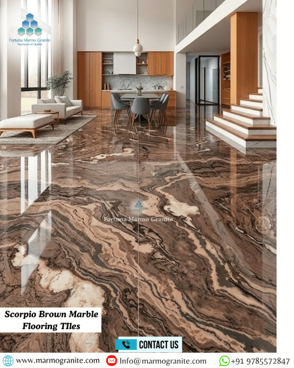 Scorpio Brown Marble Flooring TIles