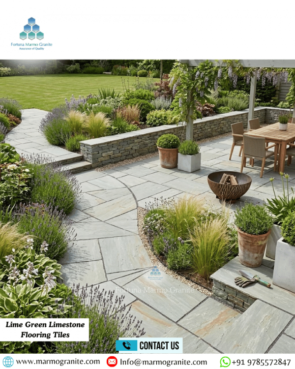 Lime Green Limestone Flooring Tiles