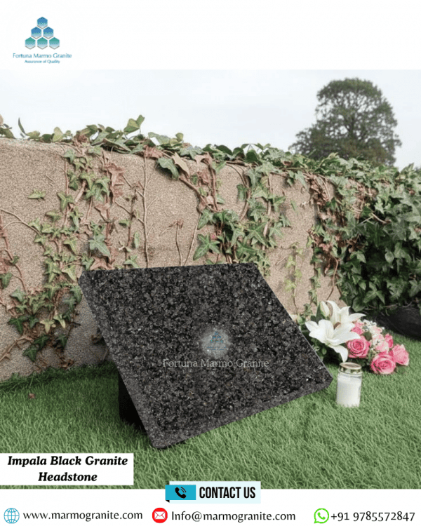 Impala Black Granite Headstone