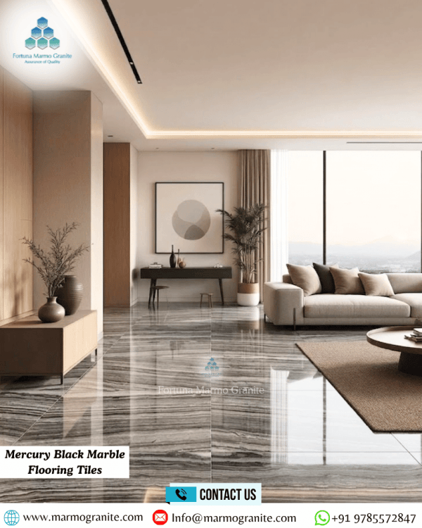 Mercury Black Marble Flooring Tiles