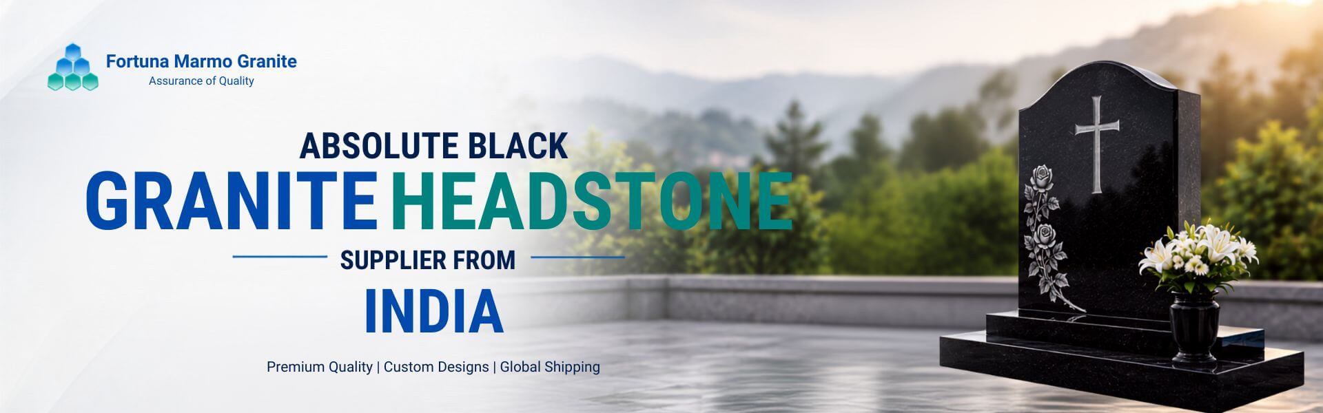 Absolute Black Granite Headstone Supplier from India