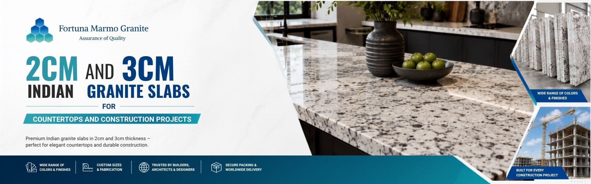 2cm & 3cm Indian Granite Slabs for Countertops & Construction