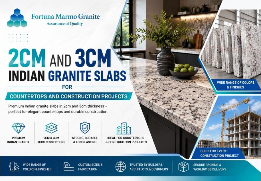 2cm & 3cm Indian Granite Slabs for Countertops & Construction